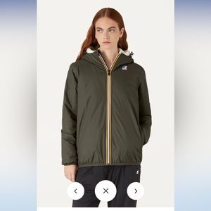 K Way Claude Orsetto full zip warm rain jacket in grey smoke.
